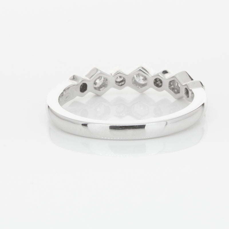 18ct White Gold Diamond Deco Band-Ring-Walker & Hall
