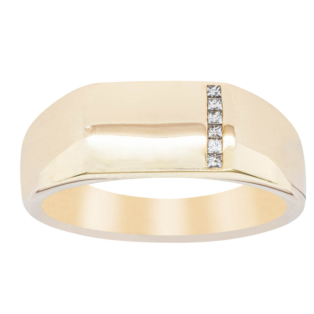 9ct Yellow Gold .06ct Diamond Mens Signet Ring - Ring - Walker & Hall