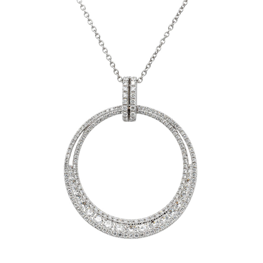 18ct White Gold 1.41ct Diamond Circle Pendant - Walker & Hall