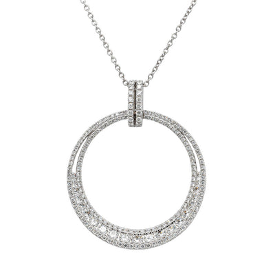 18ct White Gold 1.41ct Diamond Circle Pendant - Walker & Hall