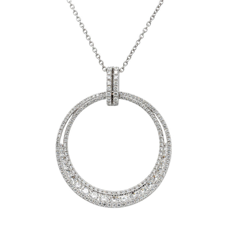 18ct White Gold 1.41ct Diamond Circle Pendant - Walker & Hall