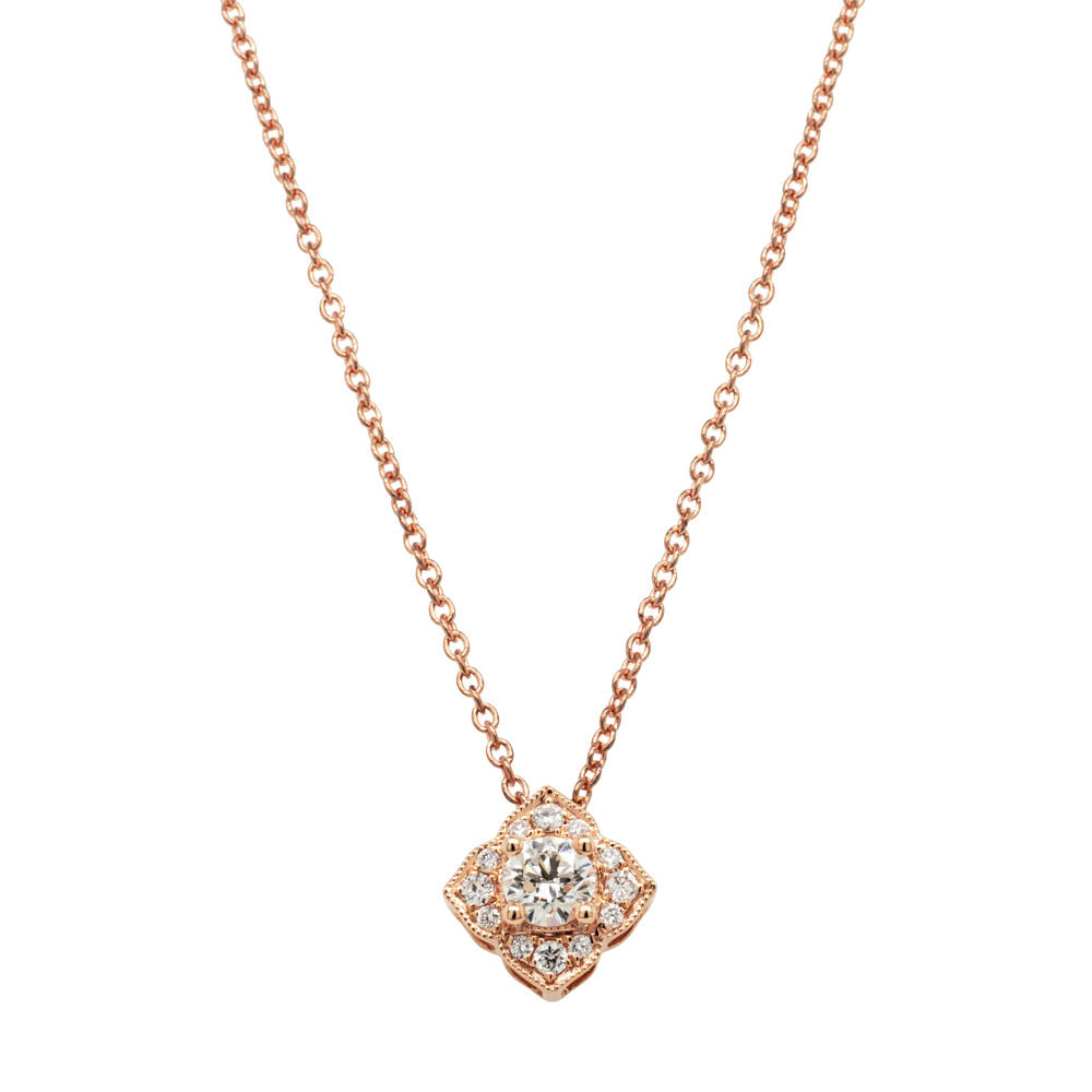 18ct Rose Gold .24ct Diamond Paramount Pendant - Necklace - Walker & Hall