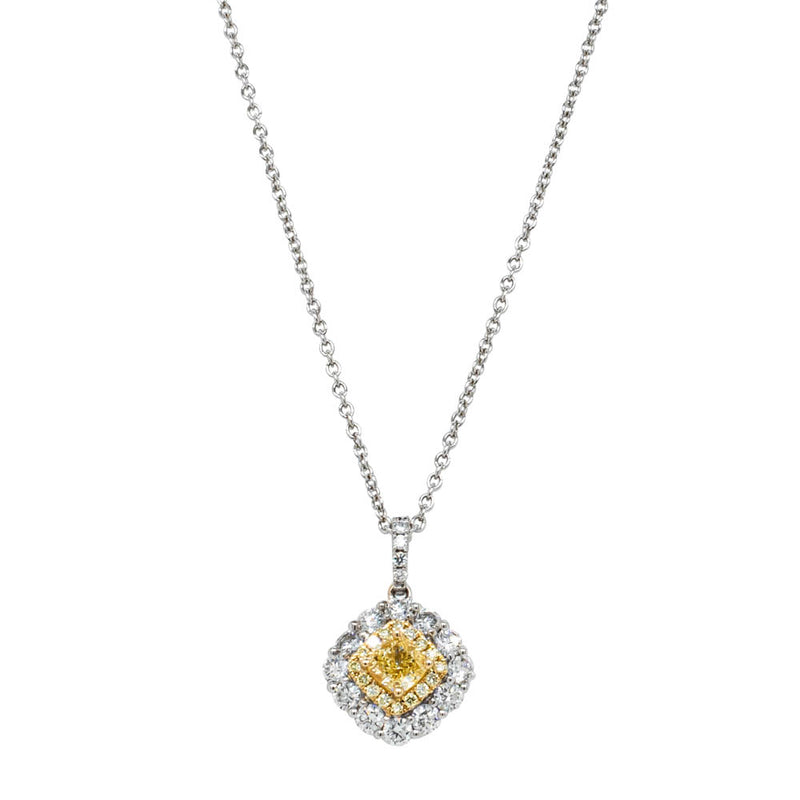 18ct White & Yellow Gold .38ct Yellow Diamond Necklace - Necklace - Walker & Hall