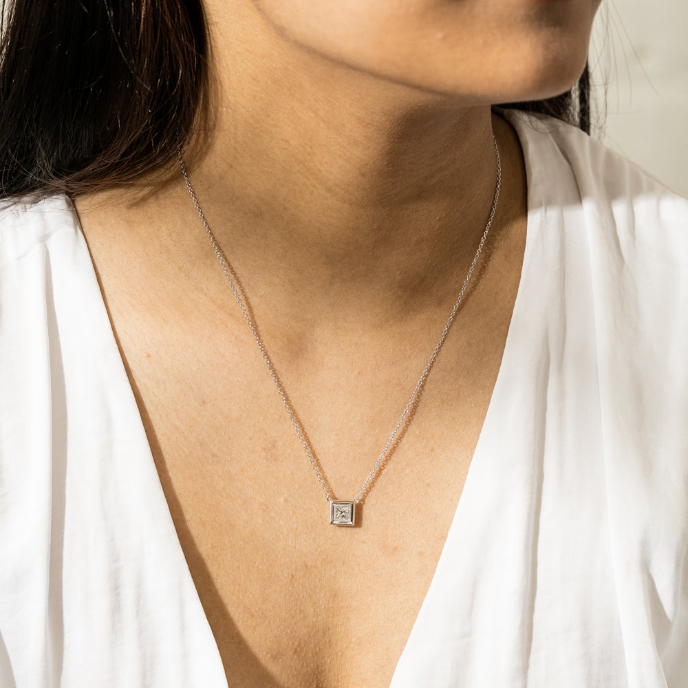 Princess cut diamond necklace white gold shop