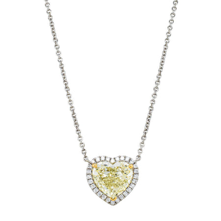 18ct White Gold 3.01ct Yellow Diamond Heart Pendant - Necklace - Walker & Hall