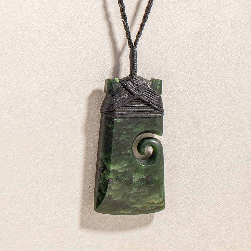 NZ Greenstone Koru & Toki Pendant - Walker & Hall