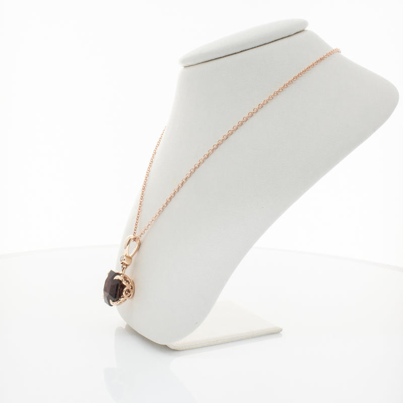 18ct Rose Gold Garnet & Diamond Octavia Pendant-Necklace-Walker & Hall