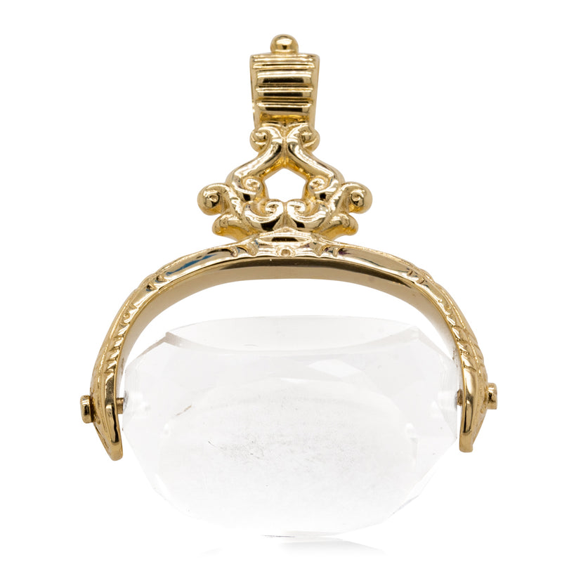 9ct Yellow Gold Clear Quartz Spinner Pendant - Walker & Hall