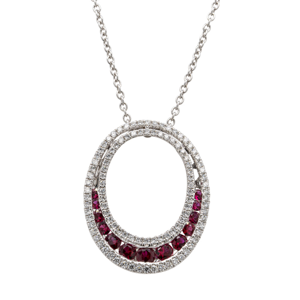 18ct White Gold .53ct Ruby & Diamond Pendant - Walker & Hall