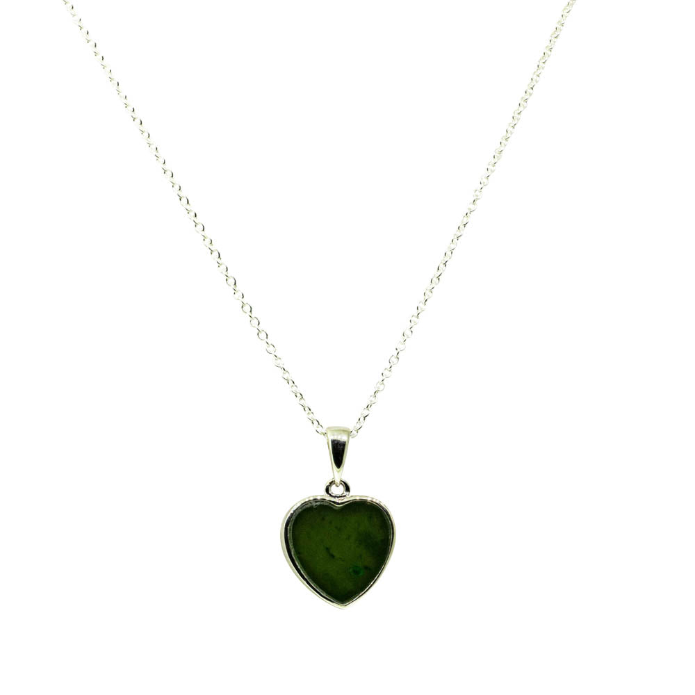 Sterling Silver Pounamu Heart Pendant - Walker & Hall