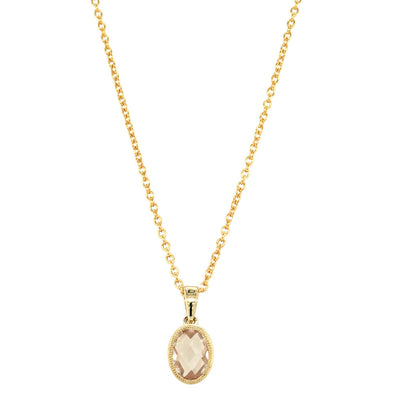 9ct Yellow Gold Rose Quartz Rosehip Pendant - Necklace - Walker & Hall