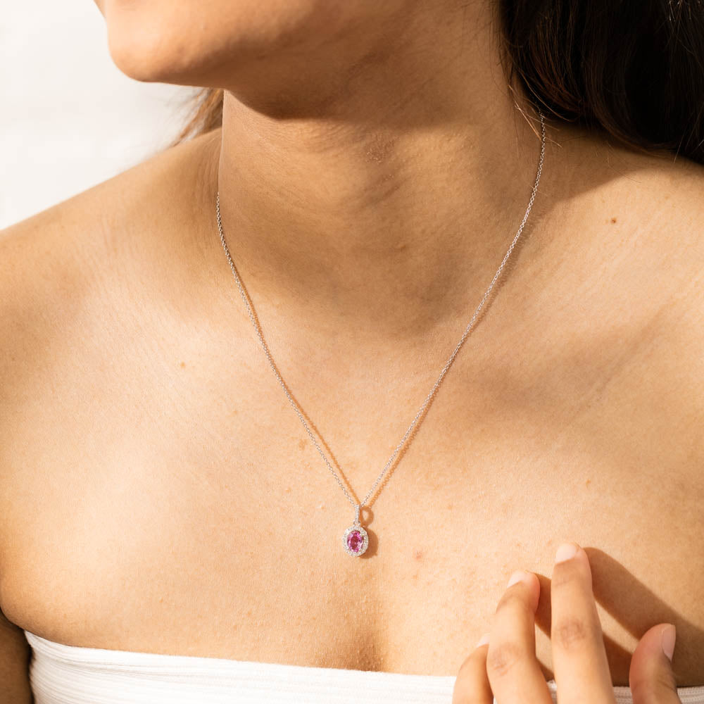 Pink sapphire pendant white gold hotsell