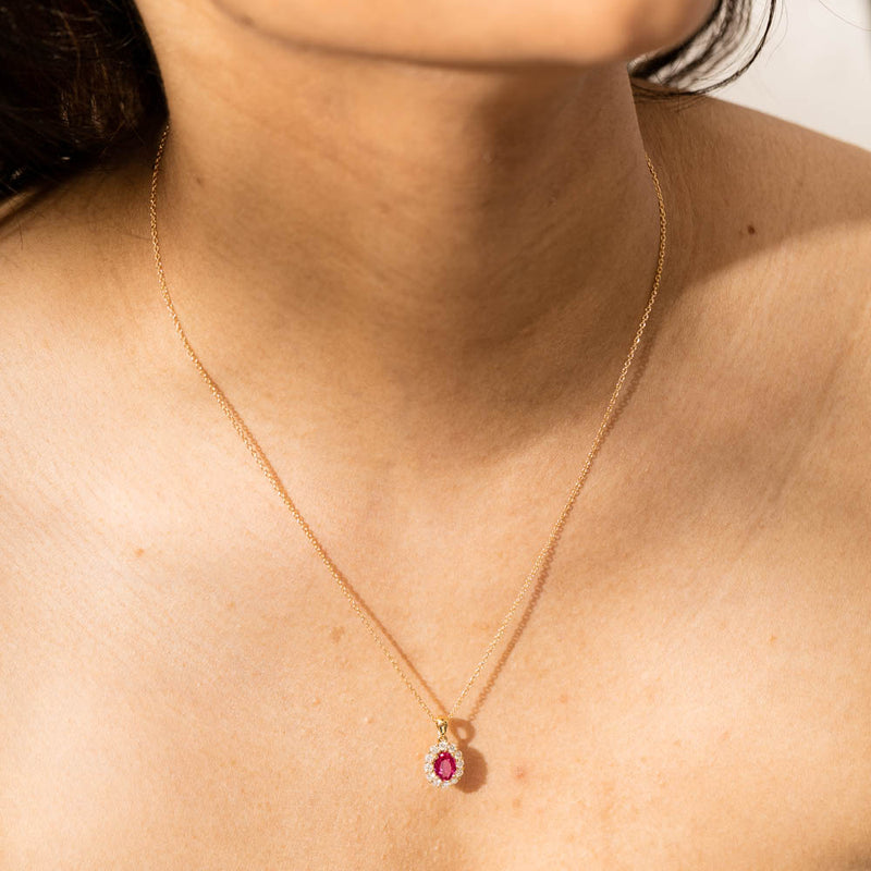 18ct Yellow Gold .89ct Ruby & Diamond Necklace - Necklace - Walker & Hall