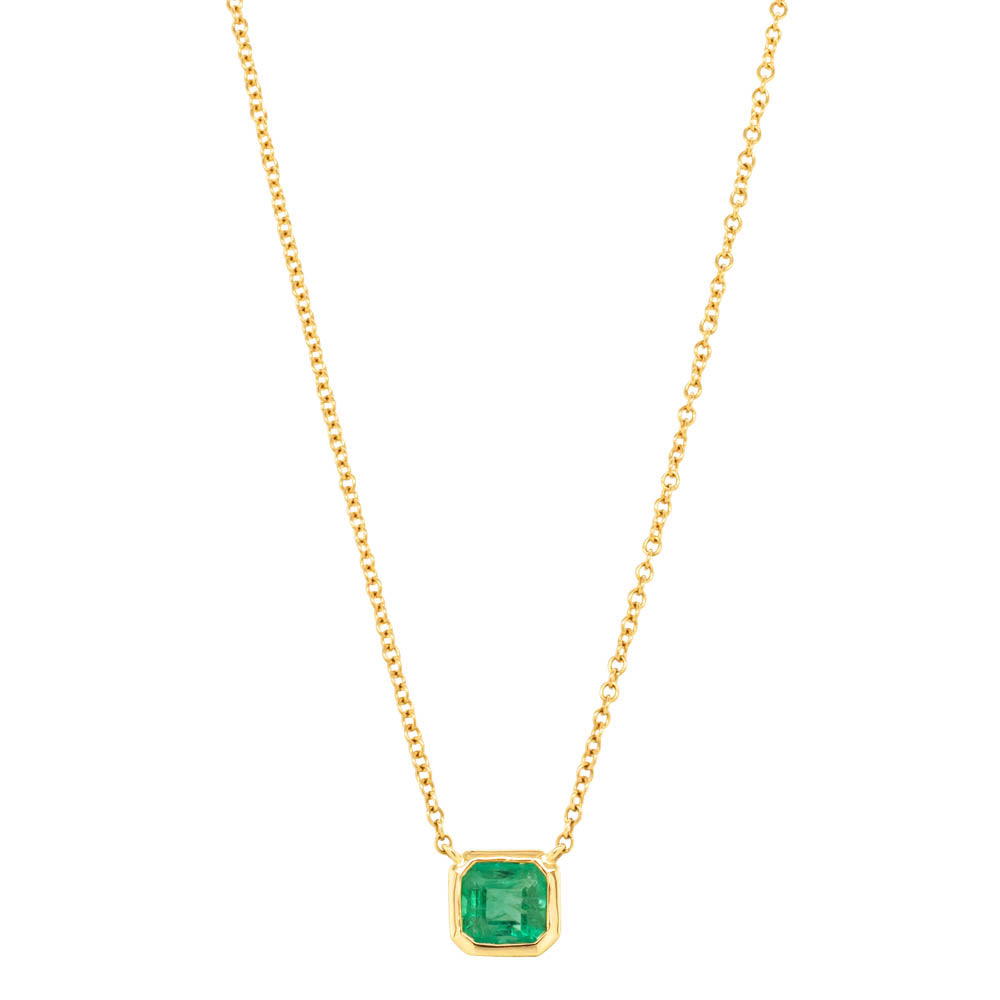 18ct Yellow Gold Emerald Natalia Pendant - Walker & Hall