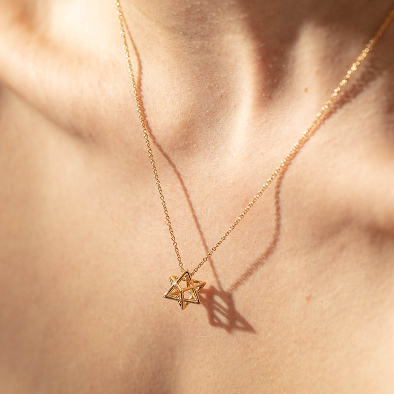 18ct Yellow Gold Merkaba Star Necklace - Necklace - Walker & Hall