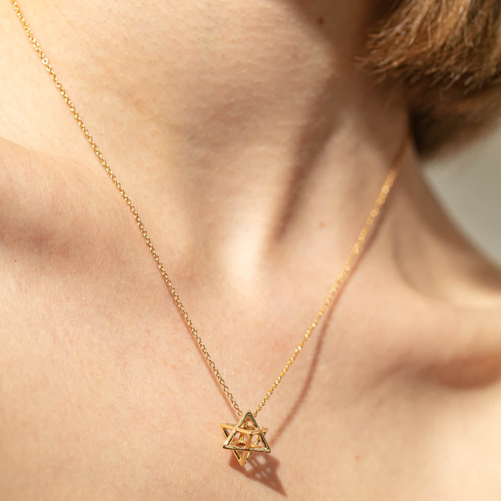 18ct Yellow Gold Merkaba Star Necklace - Necklace - Walker & Hall