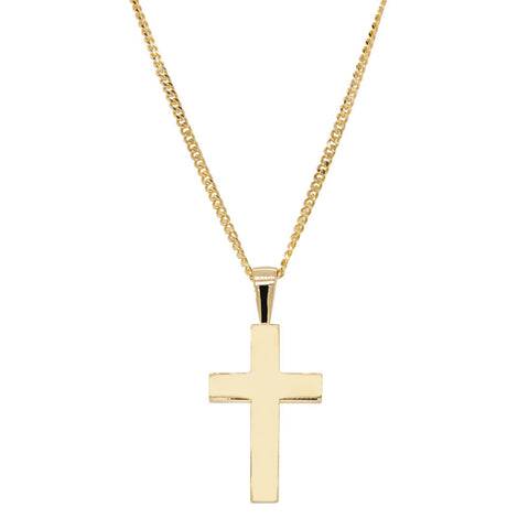 Mens gold necklace on sale with cross pendant