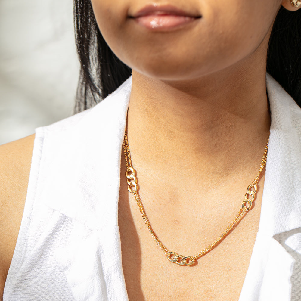 Buy Dainty Gold Curb Chain Necklace, 14k Gold Filled Interlink Necklace,  Gold Chain Necklace for Women, Gold Chain Necklace Large Link Focal Online  in India - Etsy