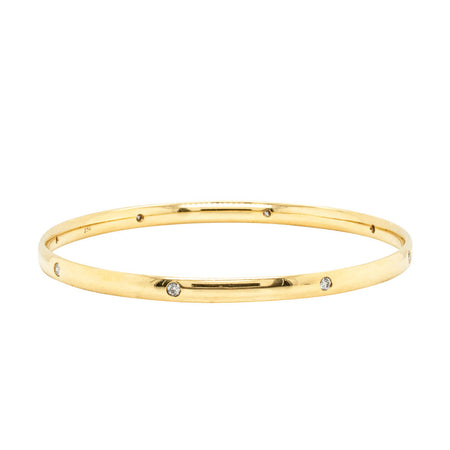 18ct Yellow Gold Diamond Lucky Bangle - Bracelet - Walker & Hall