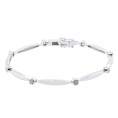 18ct White Gold Diamond Cadenza Bracelet-Bracelet-Walker & Hall