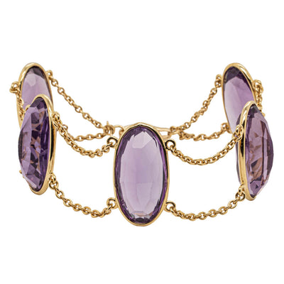 18ct Yellow Gold 48.37ct Amethyst Bracelet-Bracelet-Walker & Hall