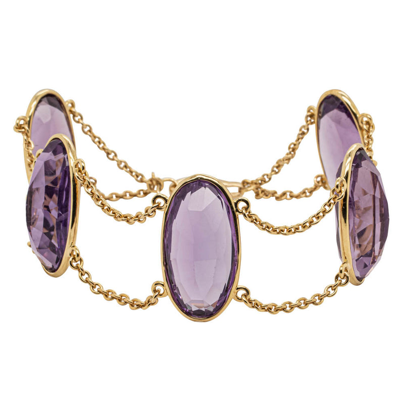 18ct Yellow Gold 48.37ct Amethyst Bracelet-Bracelet-Walker & Hall