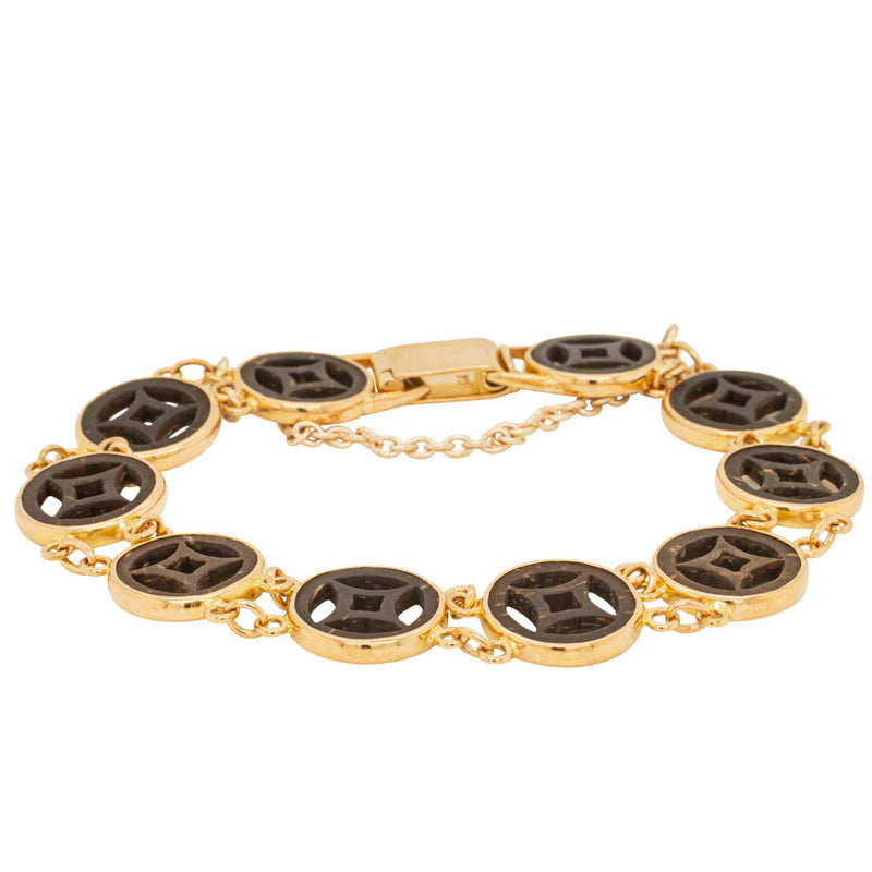Vintage 22ct Yellow Gold Black Disc Bracelet-Bracelet-Walker & Hall