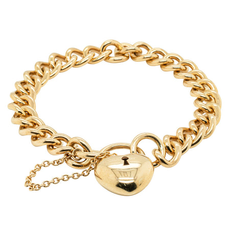 9ct Yellow Gold Curb Bracelet With Padlock-Bracelet-Walker & Hall