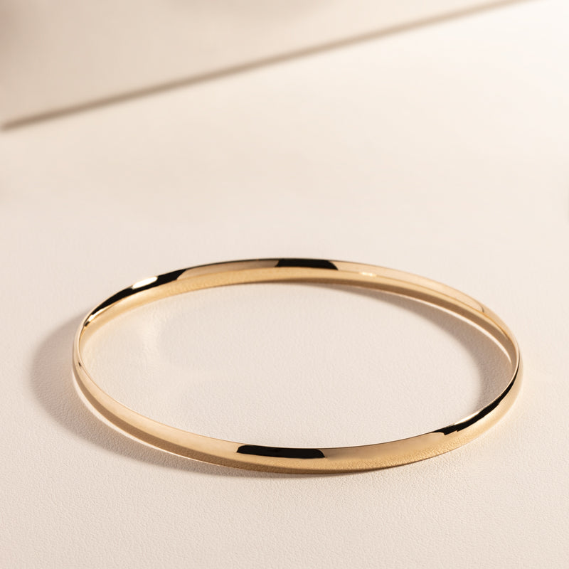 9ct Yellow Gold 4mm Bangle - Walker & Hall