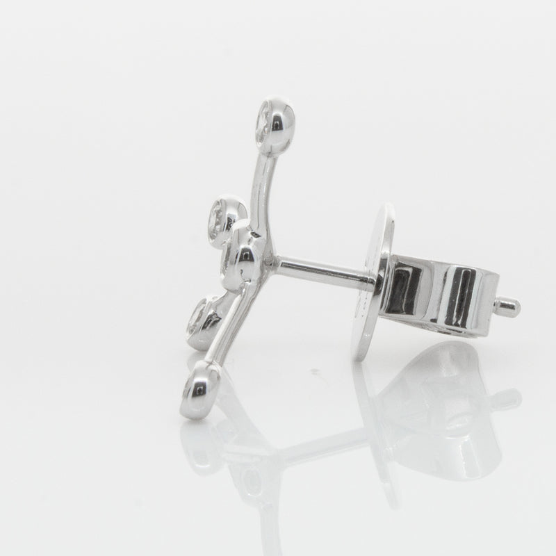 18ct White Gold & Diamond Single Earth Element Earring-Earrings-Walker & Hall