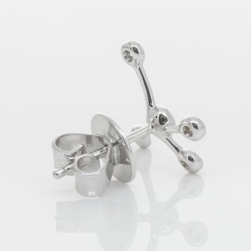 18ct White Gold & Diamond Single Earth Element Earring-Earrings-Walker & Hall