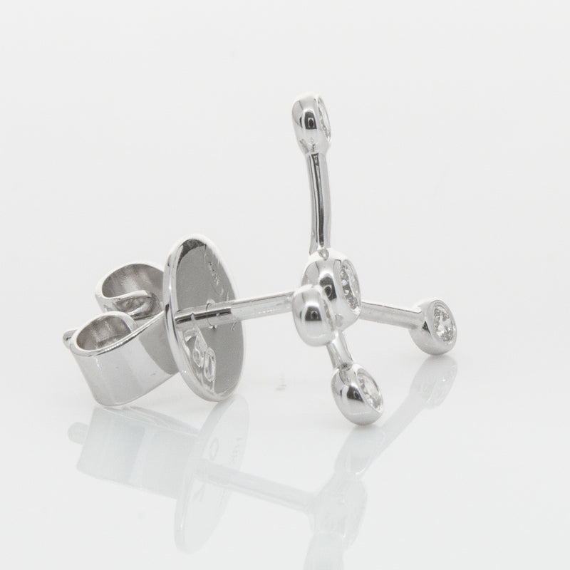 18ct White Gold & Diamond Single Earth Element Earring-Earrings-Walker & Hall
