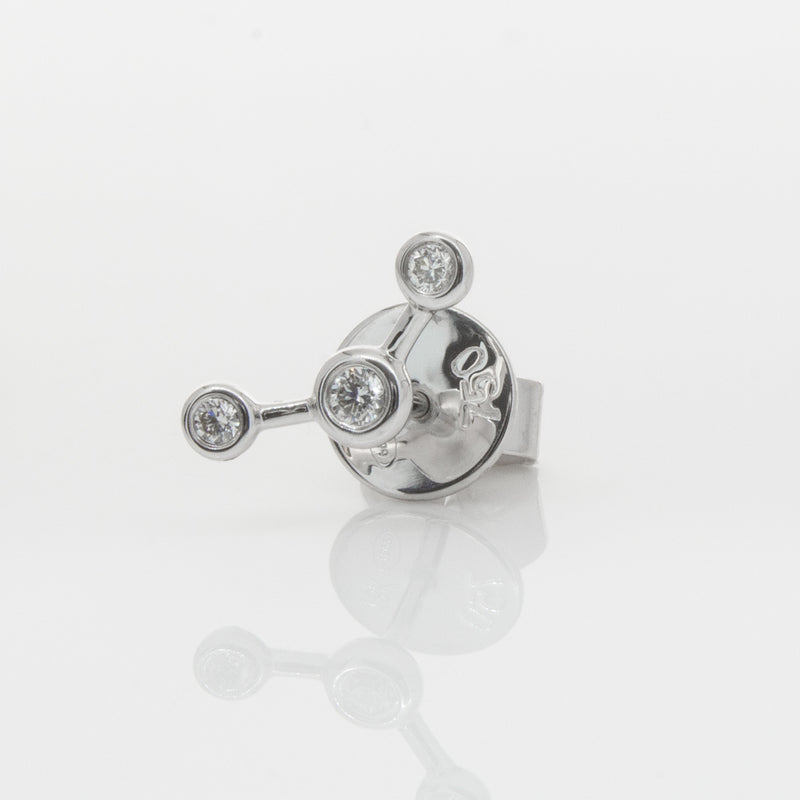 18ct White Gold & Diamond Single Fire Element Earring-Earrings-Walker & Hall