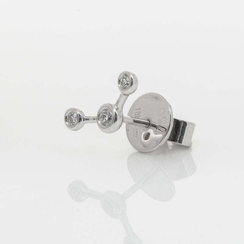 18ct White Gold & Diamond Single Fire Element Earring-Earrings-Walker & Hall