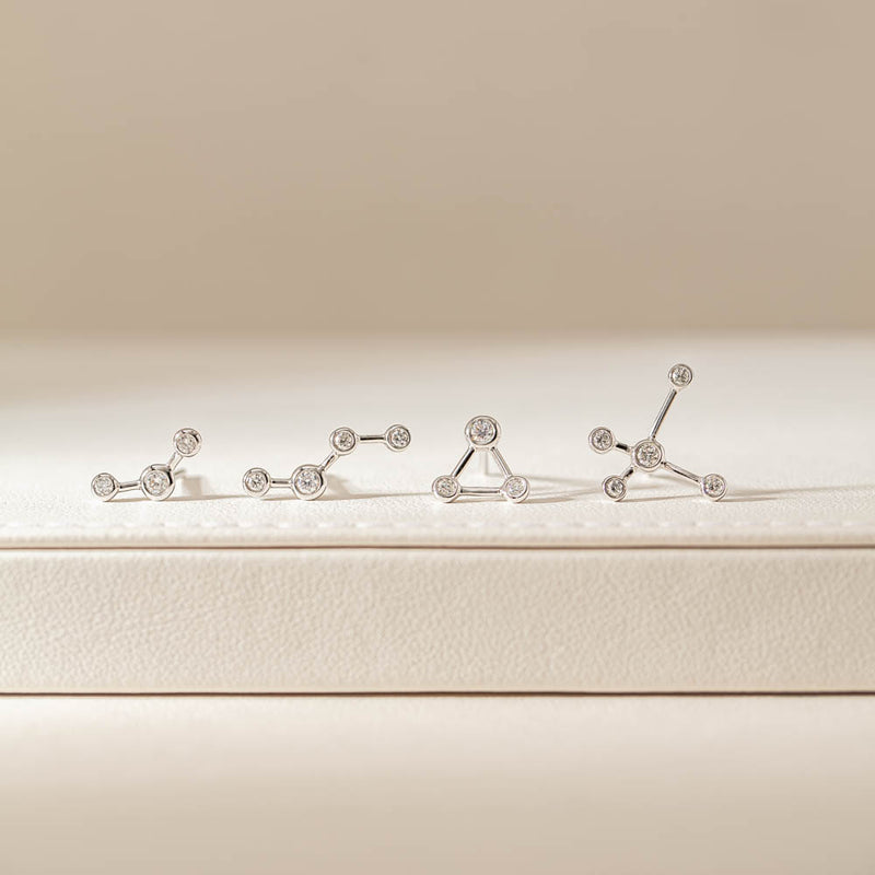 18ct White Gold & Diamond Single Air Element Earring-Earrings-Walker & Hall