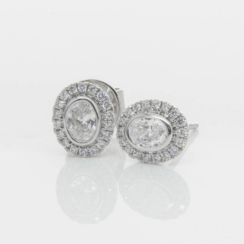 18ct White Gold .46ct Oval Cut Diamond Isla Earrings-Earrings-Walker & Hall