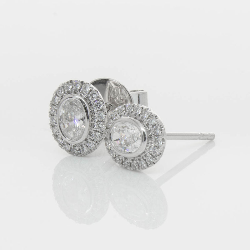 18ct White Gold .46ct Oval Cut Diamond Isla Earrings-Earrings-Walker & Hall