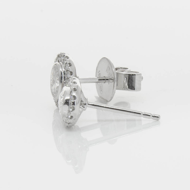 18ct White Gold .46ct Oval Cut Diamond Isla Earrings-Earrings-Walker & Hall