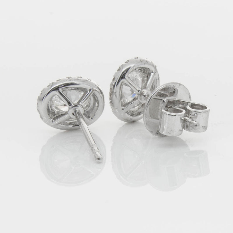 18ct White Gold .46ct Oval Cut Diamond Isla Earrings-Earrings-Walker & Hall