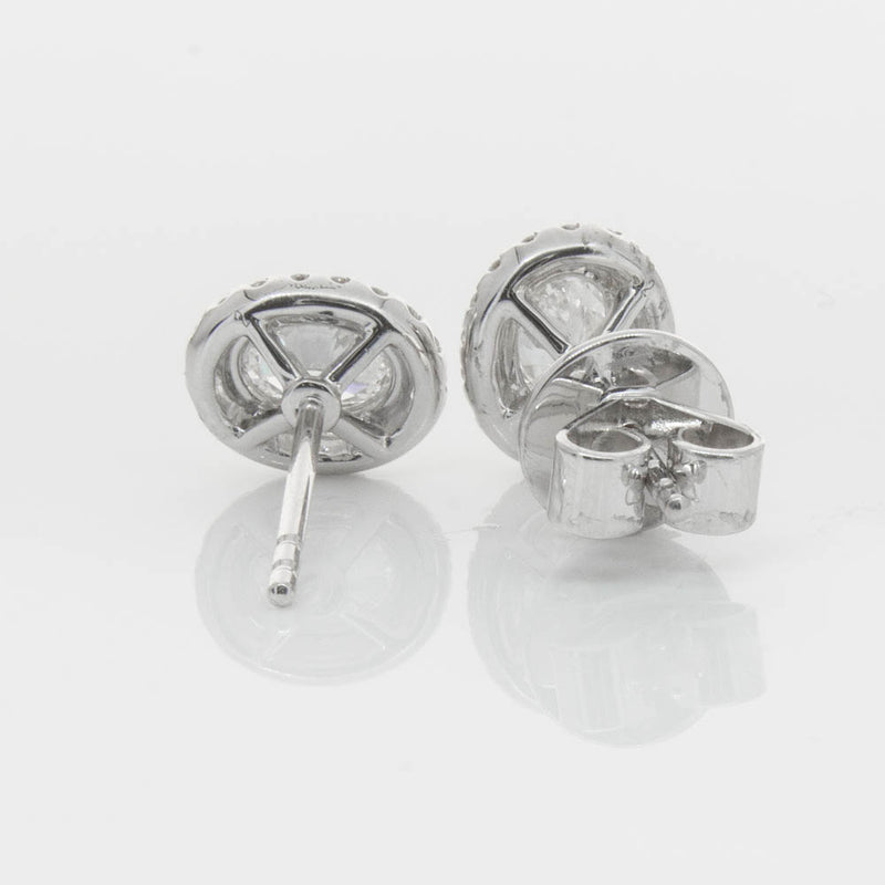 18ct White Gold .46ct Oval Cut Diamond Isla Earrings-Earrings-Walker & Hall