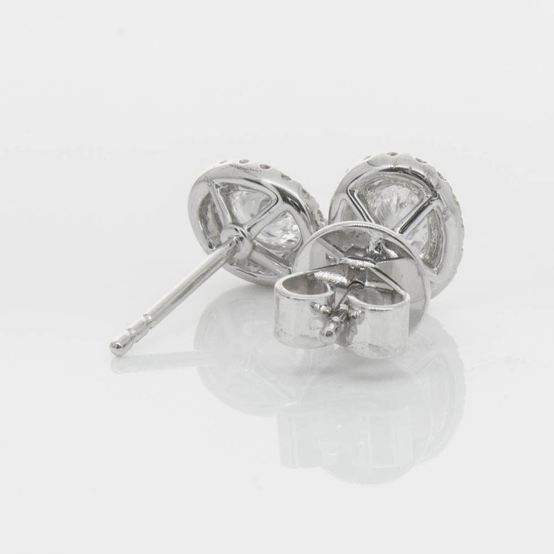 18ct White Gold .46ct Oval Cut Diamond Isla Earrings-Earrings-Walker & Hall