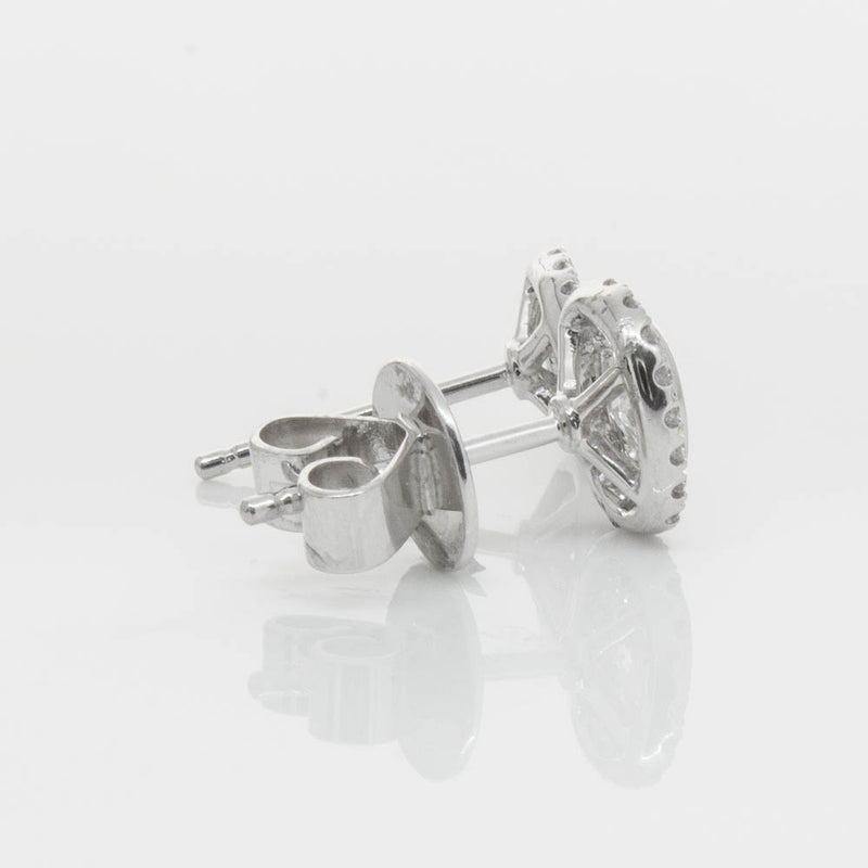 18ct White Gold .46ct Oval Cut Diamond Isla Earrings-Earrings-Walker & Hall