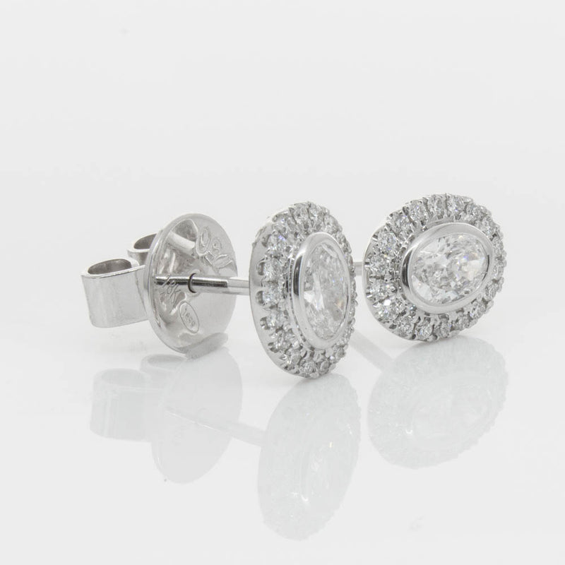 18ct White Gold .46ct Oval Cut Diamond Isla Earrings-Earrings-Walker & Hall