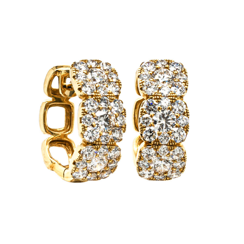 18ct Yellow Gold 1.61ct Diamond Hoop Earrings - Earrings - Walker & Hall