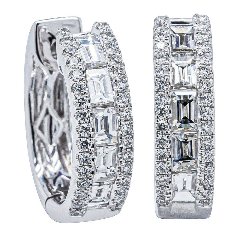 18ct White Gold 1.28ct Diamond Huggie Earrings - Earrings - Walker & Hall