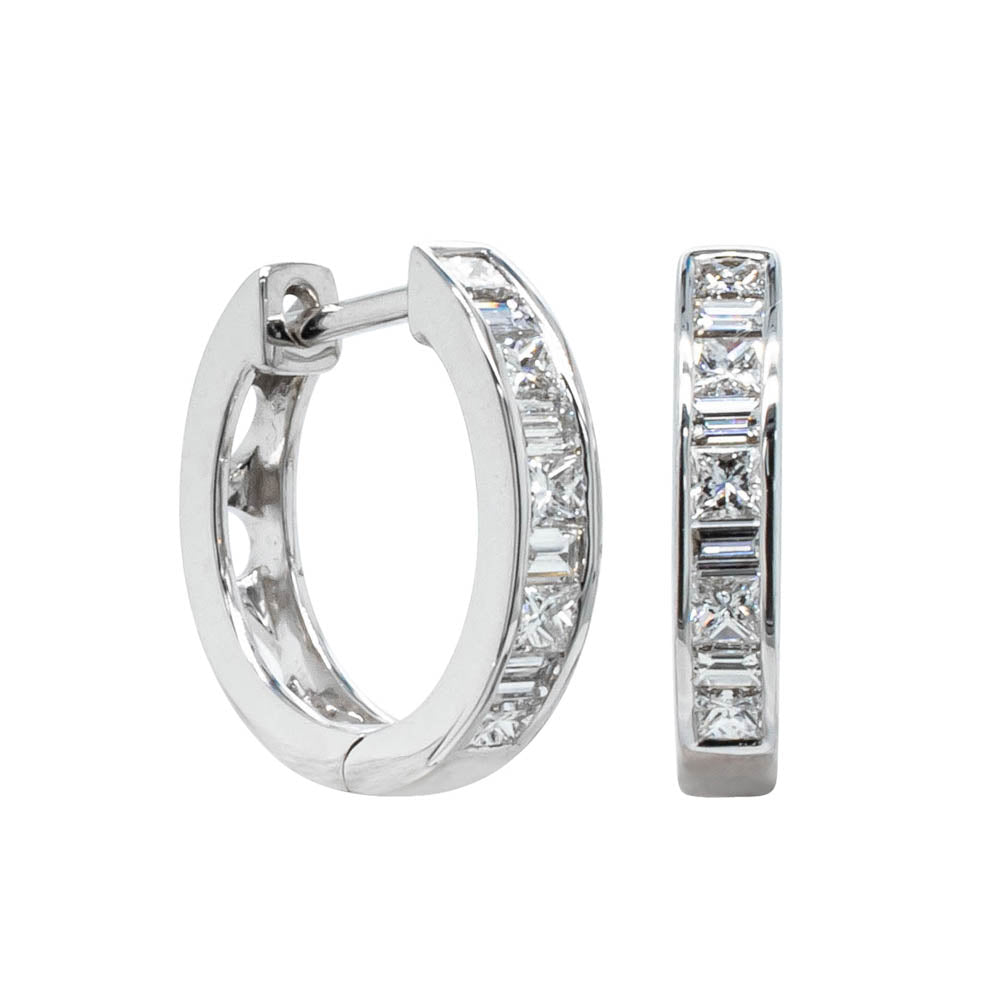 Square diamond store hoop earrings