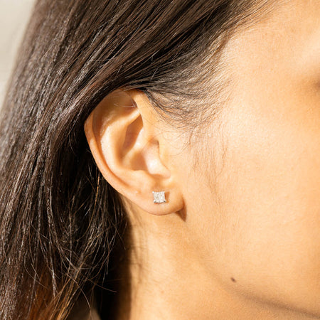 18ct White Gold 1.40ct Princess Cut Diamond Blossom Earrings - Earrings - Walker & Hall