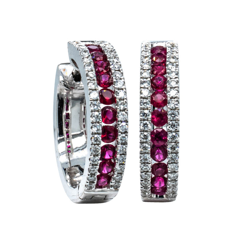 18ct White Gold .86ct Ruby & Diamond Earrings - Earrings - Walker & Hall