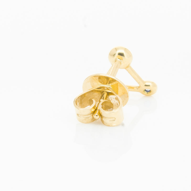 18ct Yellow Gold Sapphire Single Water Element Earring-Earrings-Walker & Hall
