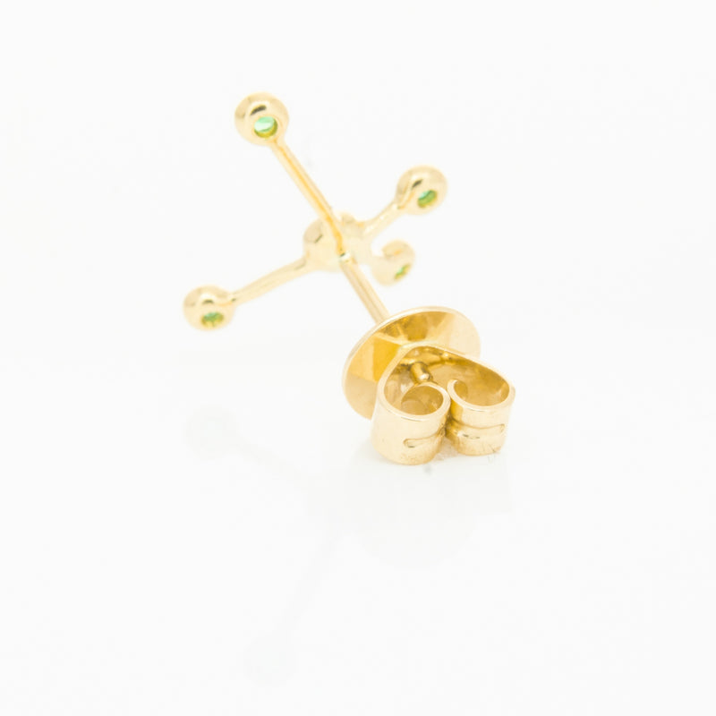 18ct Yellow Gold Tsavorite Single Earth Element Earring-Earrings-Walker & Hall